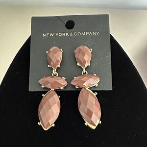 New York & Company brown and gold Statement Earrings